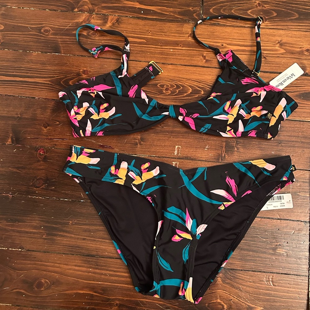 La Vie En Rose Black Floral Bikini